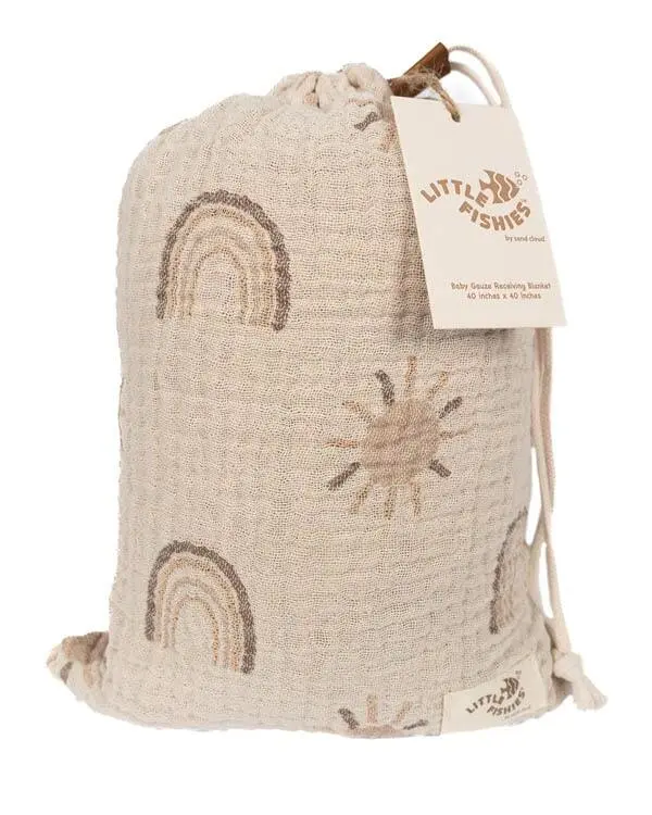 Rainbow Gauze Receiving Blanket Single with Pouch | Sand Cloud - Image 5