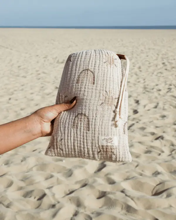 Alternative view of Rainbow Gauze Receiving Blanket Single with Pouch | Sand Cloud