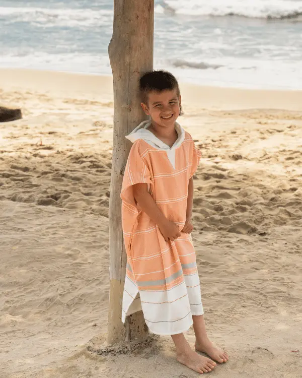 Colorblock Stripe Hooded Poncho Youth - Orange | Sand Cloud - Image 4