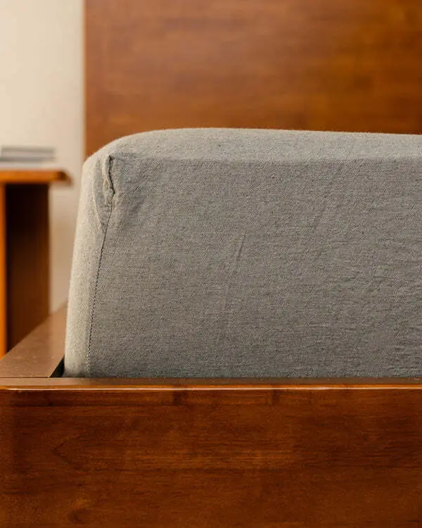 Classic Micro Twill Solid Melange Fitted Sheet Moss | Sand Cloud