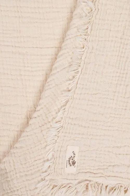 Little Fishies Gauze Receiving Blanket - Natural | Sand Cloud - Image 5