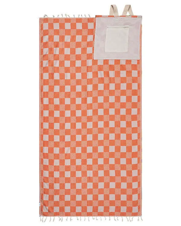 Checker Towel Bag - Coral | Sand Cloud