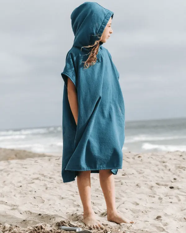 Terra Hooded Poncho Youth - Teal Blue | Sand Cloud