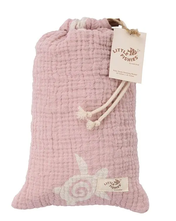 Baby Turtle Gauze Receiving Blanket Single with Pouch | Sand Cloud - Image 6