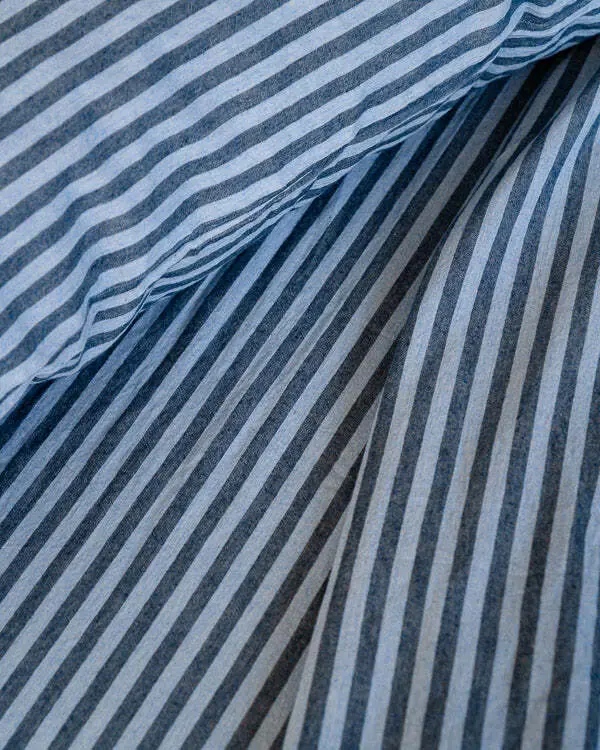 Alternative view of Classic Micro Twill Stripe Melange Fitted Sheet Indigo | Sand Cloud