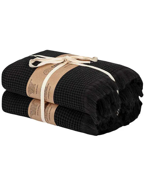 Micro Waffle XL Bath Bundle - 2 Pack - Black | Sand Cloud