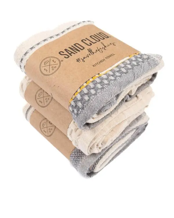 Alternative view of Saffron Stripe Kitchen Towel Bundle - Assorted 3 Pack | Sand Cloud
