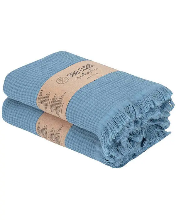 Micro Waffle XL Bath Bundle - 2 Pack -Slate Blue | Sand Cloud - Image 3