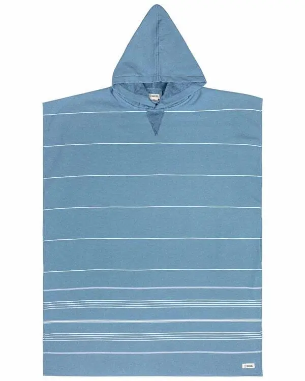 Alternative view of Classic Stripe Hooded Poncho Slate Blue | Sand Cloud