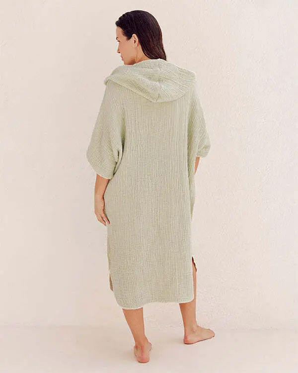 Falta Gauze Hooded Poncho - Sage | Sand Cloud - Image 5