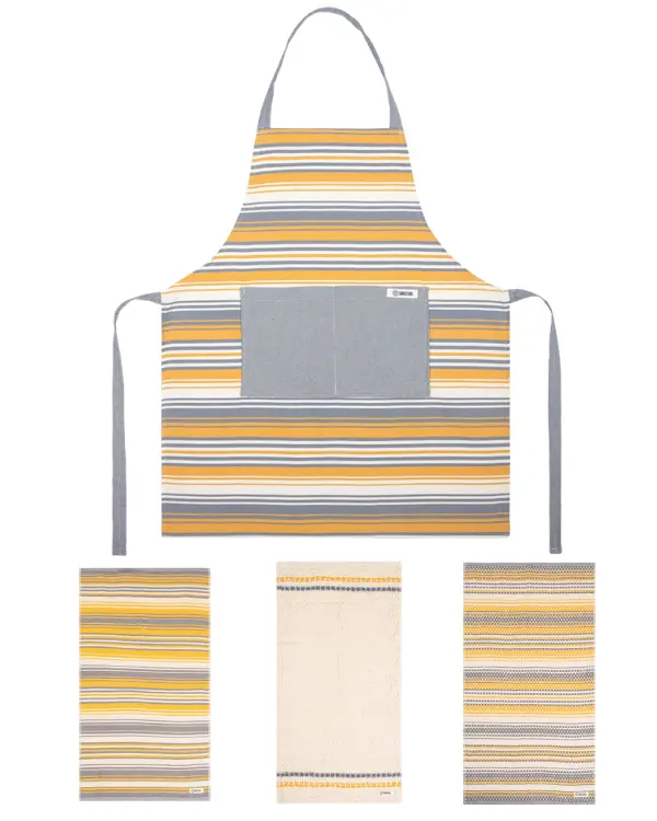 Saffron Stripe Bundle - 1 Towels Set, 1 Apron | Sand Cloud
