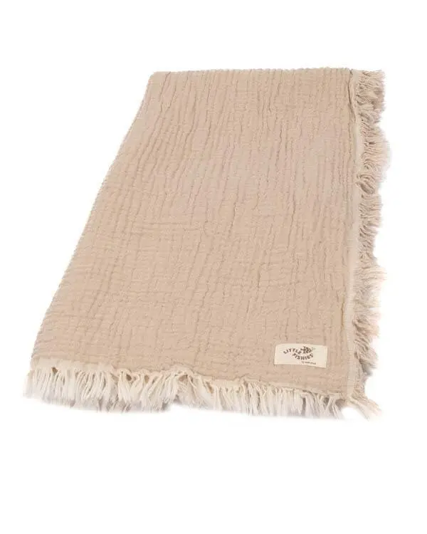 Little Fishies Gauze Receiving Blanket - Beige | Sand Cloud - Image 6