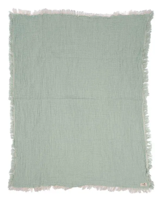 Little Fishies Gauze Receiving Blanket - Seafoam | Sand Cloud - Image 3