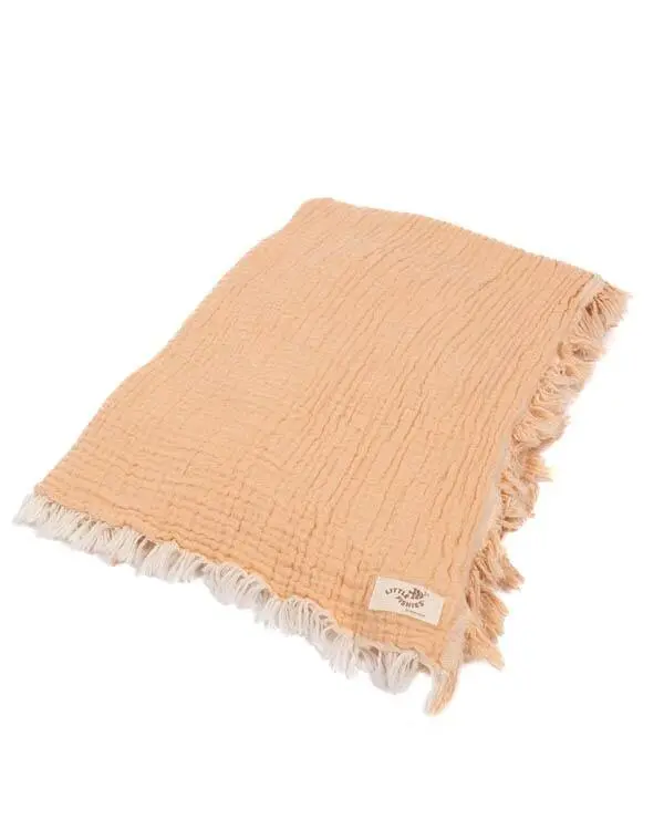 Little Fishies Gauze Receiving Blanket - Peach Fuzz | Sand Cloud - Image 6