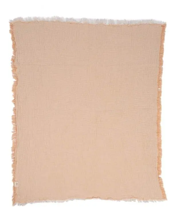 Little Fishies Gauze Receiving Blanket - Peach Fuzz | Sand Cloud - Image 5