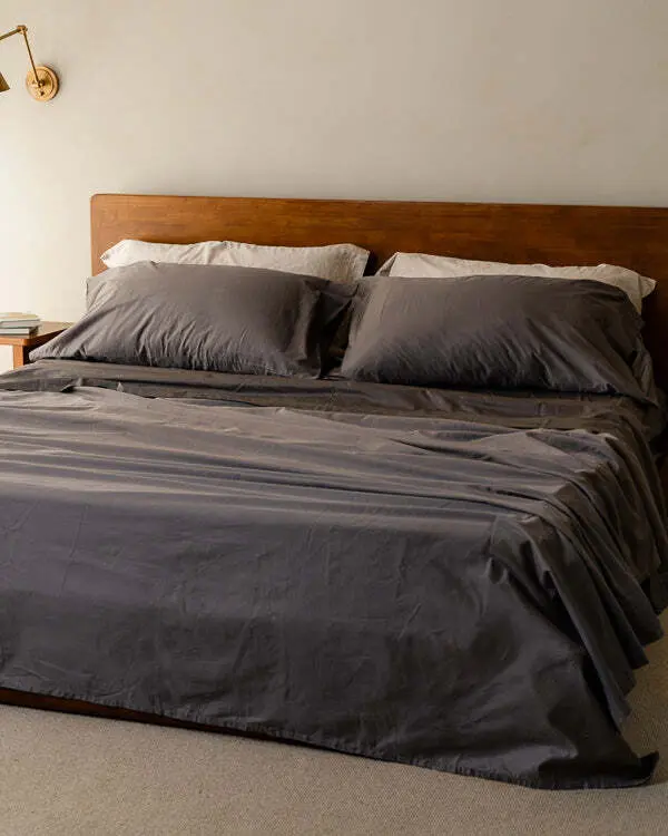 Alternative view of Luxe Sateen Flat Top Sheet Steel Grey | Sand Cloud