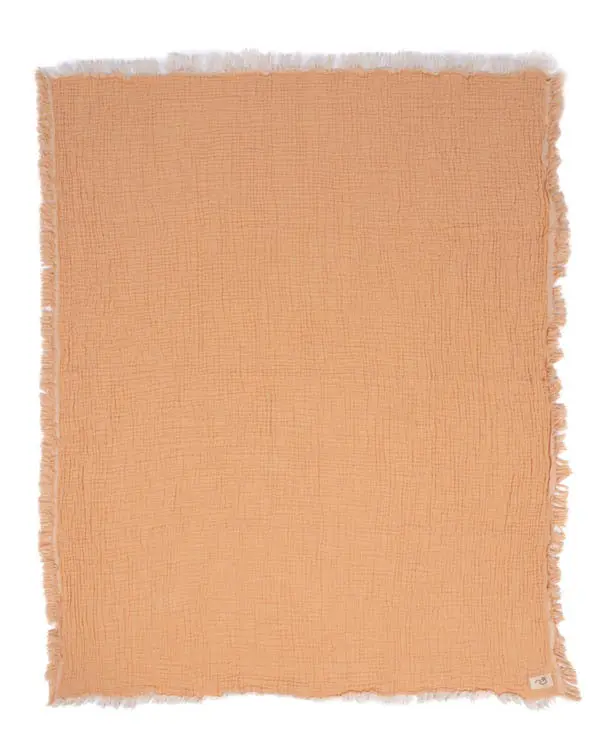 Little Fishies Gauze Receiving Blanket - Peach Fuzz | Sand Cloud - Image 3