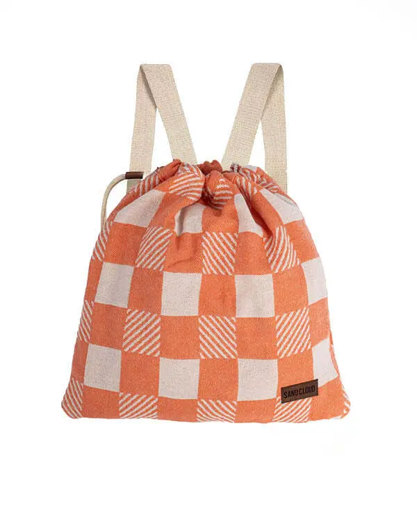 Alternative view of Checker Towel Bag - Coral | Sand Cloud