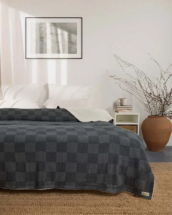 Cloud Checker Plush Blanket - Black | Sand Cloud