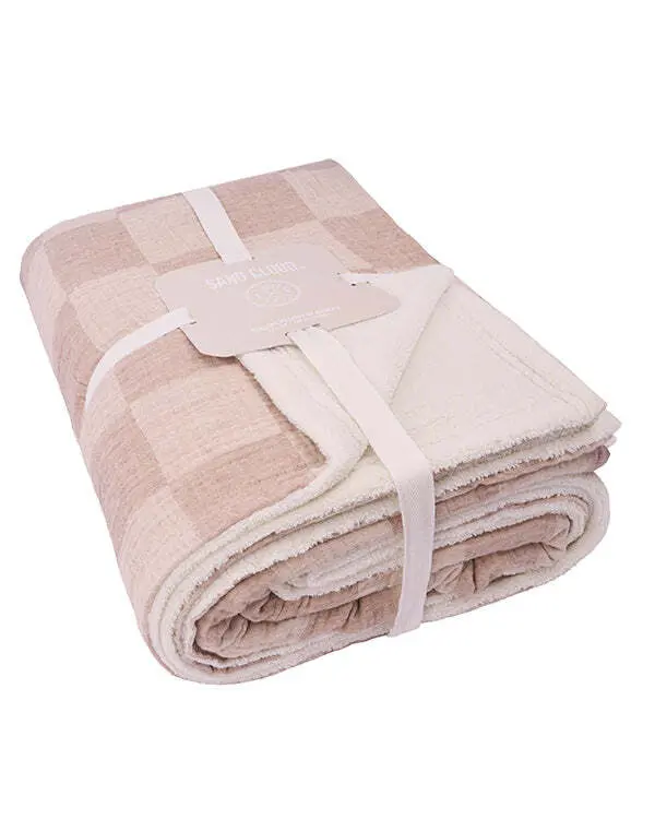 Alternative view of Cloud Checker Plush Blanket - Beige | Sand Cloud