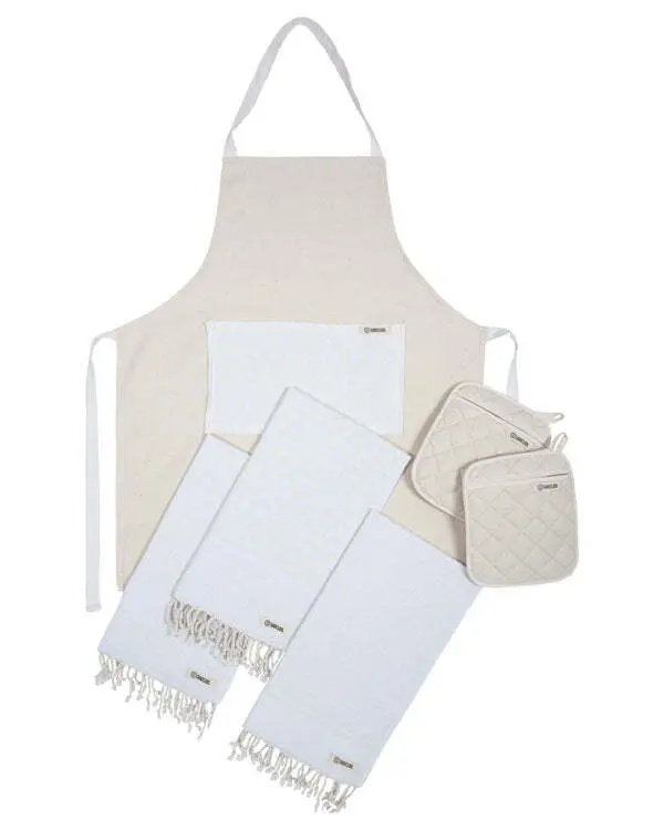 Cyperus Mixed Bundle Natural - 1 Towels Set, 1 Apron, 1 Pot Holder Set | Sand Cloud