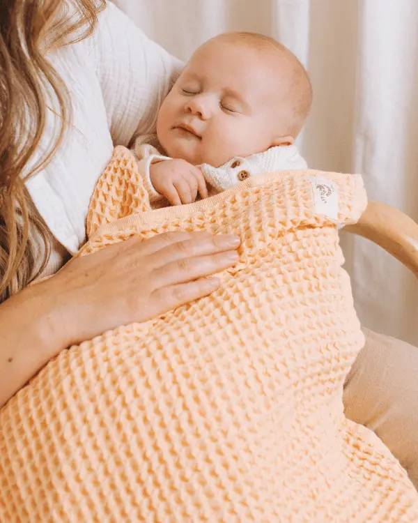 Little Fishies Waffle Blanket - Peach Fuzz | Sand Cloud