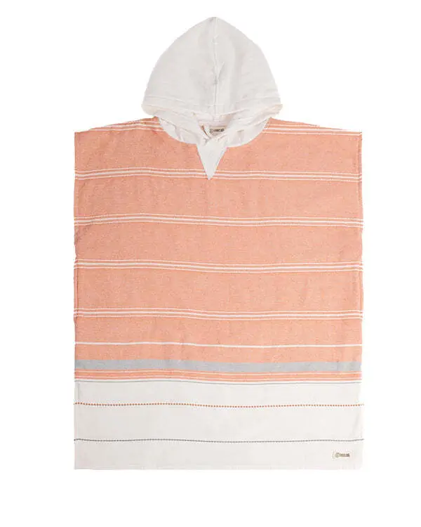 Alternative view of Colorblock Stripe Hooded Poncho Youth - Orange | Sand Cloud