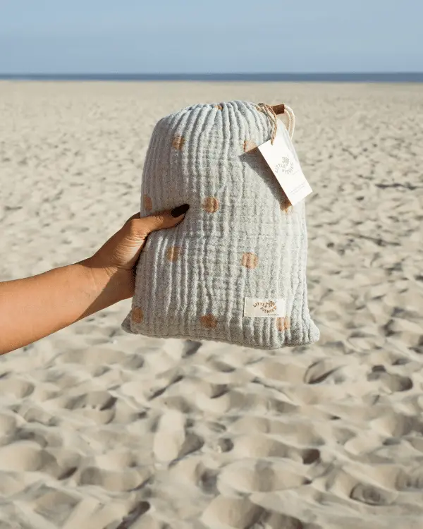 Alternative view of Choo-Choo Train Gauze Receiving Blanket Single with Pouch | Sand Cloud