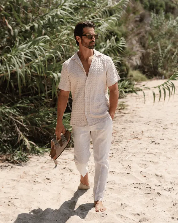 Orb Button Down Waffle Shirt - Sand - Mens | Sand Cloud - Image 3