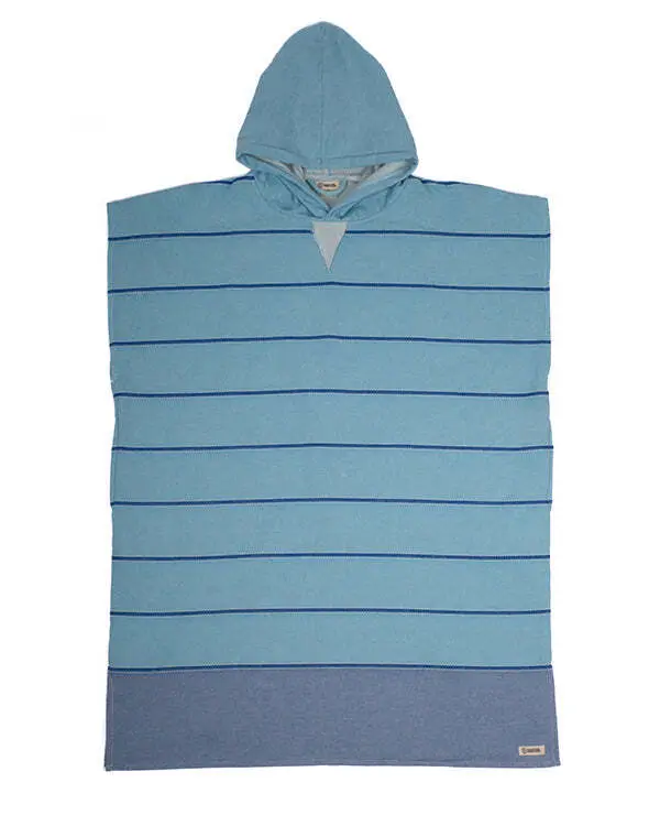 Colorblock Stripe Hooded Poncho - Aqua | Sand Cloud