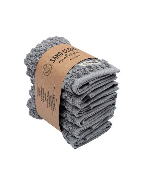 Atom Washcloth Bath Bundle- 6 Pack - Grey | Sand Cloud