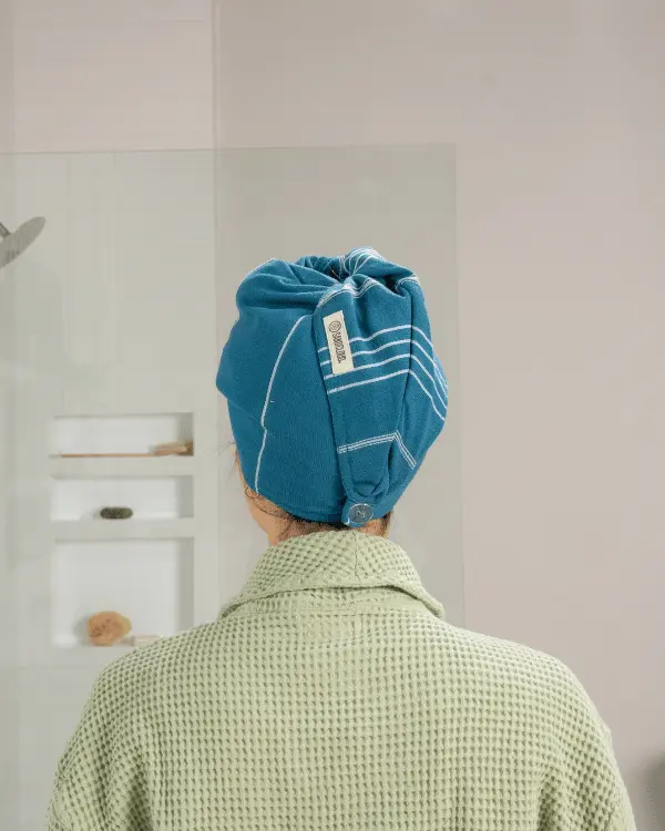 Alternative view of Classic Hair Towel - Teal Blue | Sand Cloud