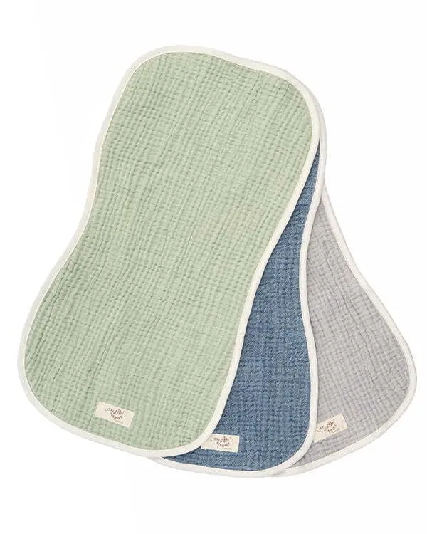 Little Fishies Gauze Burping Cloth Bundle - 3 Pack - Sage / Grey / Navy | Sand Cloud