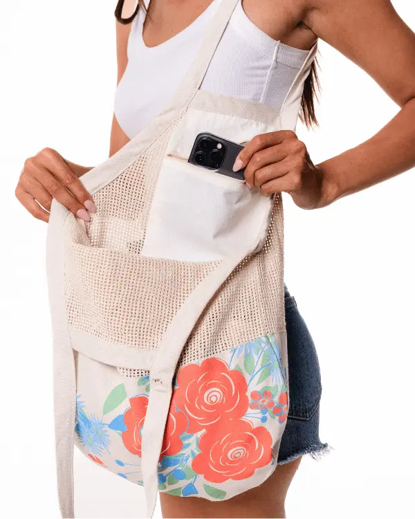Flower Bunch Printed Net Market Bag | Sand Cloud - Image 4