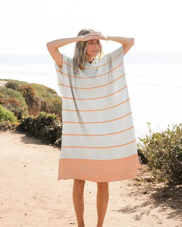 Alternative view of Colorblock Stripe Hooded Poncho - Mint | Sand Cloud