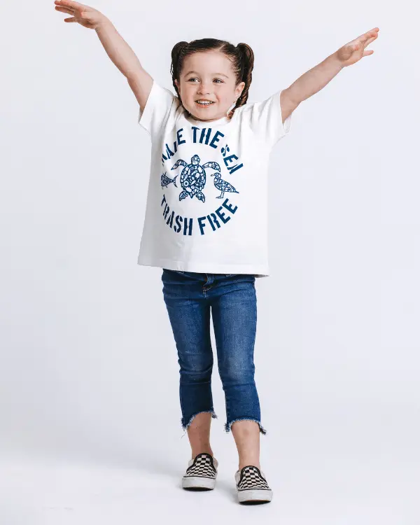 Make The Sea Trash Free Kids Tee - White | Sand Cloud - Image 4