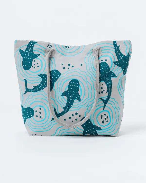 Alternative view of Shark Ripples Beach Tote | Sand Cloud