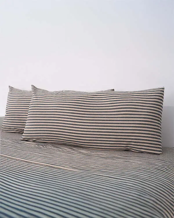 Alternative view of Classic Micro Twill Stripe Melange Pillowcase Set Steel Grey | Sand Cloud