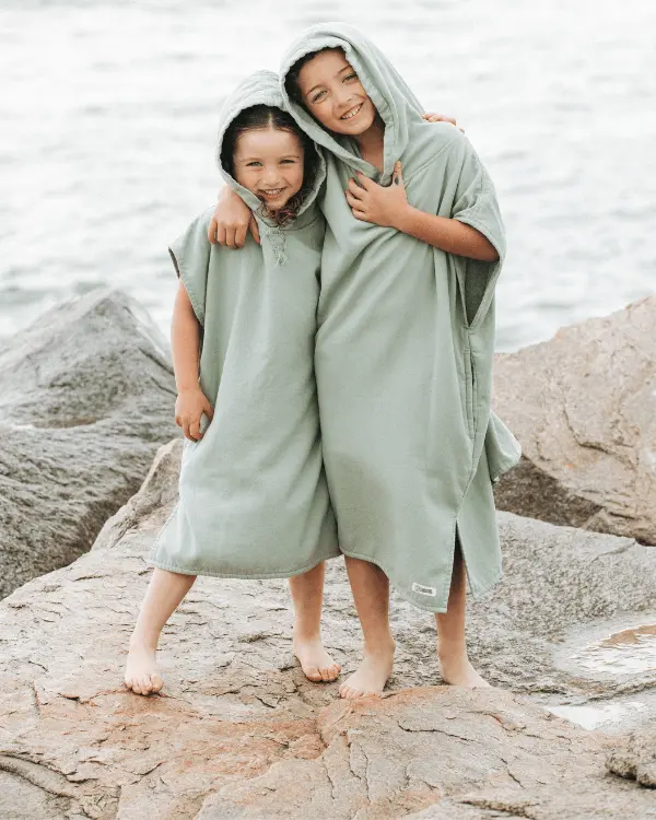 Terra Hooded Poncho Youth - Sage | Sand Cloud